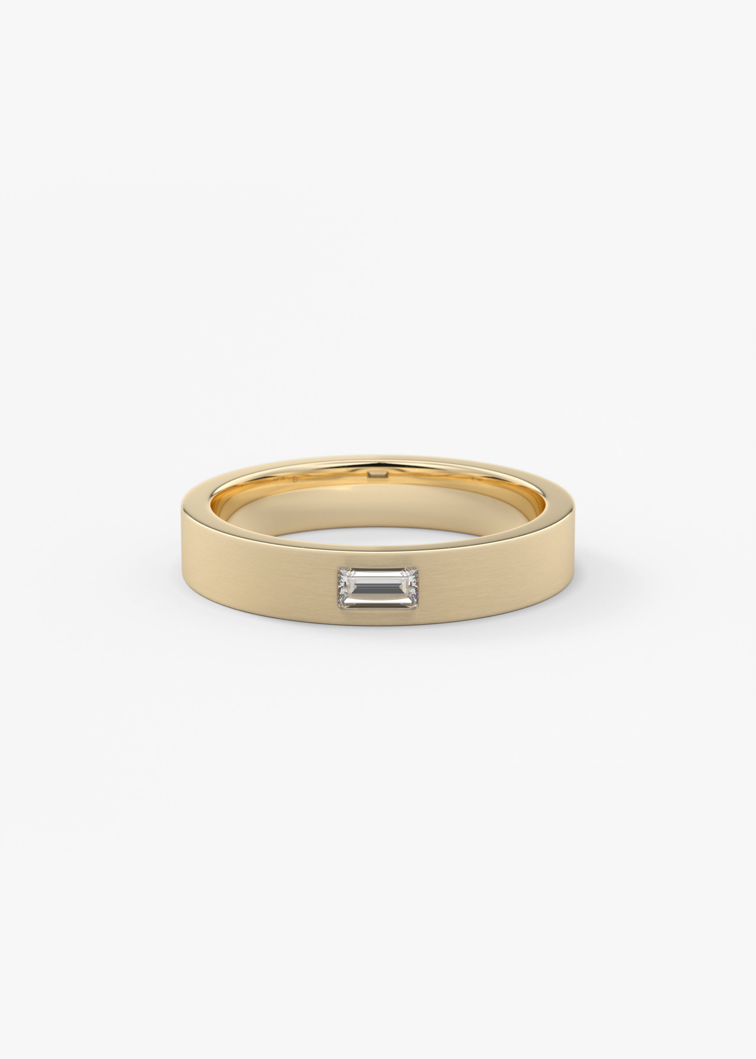The Baguette Burnish Band Mens wedding in YG metal featuring None cut with Stacking,Pave setting