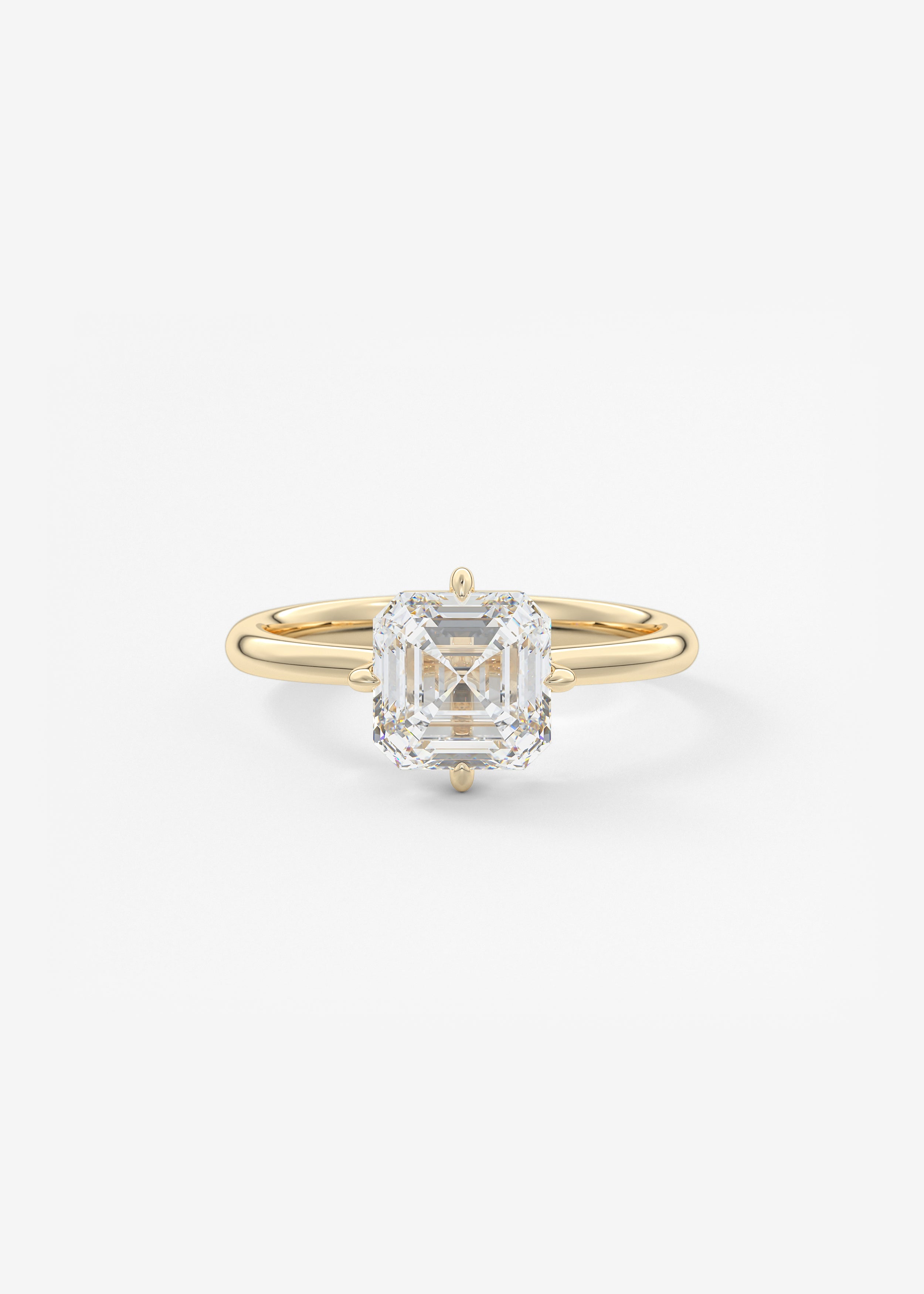 The Plunge Compass  engagement in YG metal featuring Asscher cut with Solitaire,Prong setting