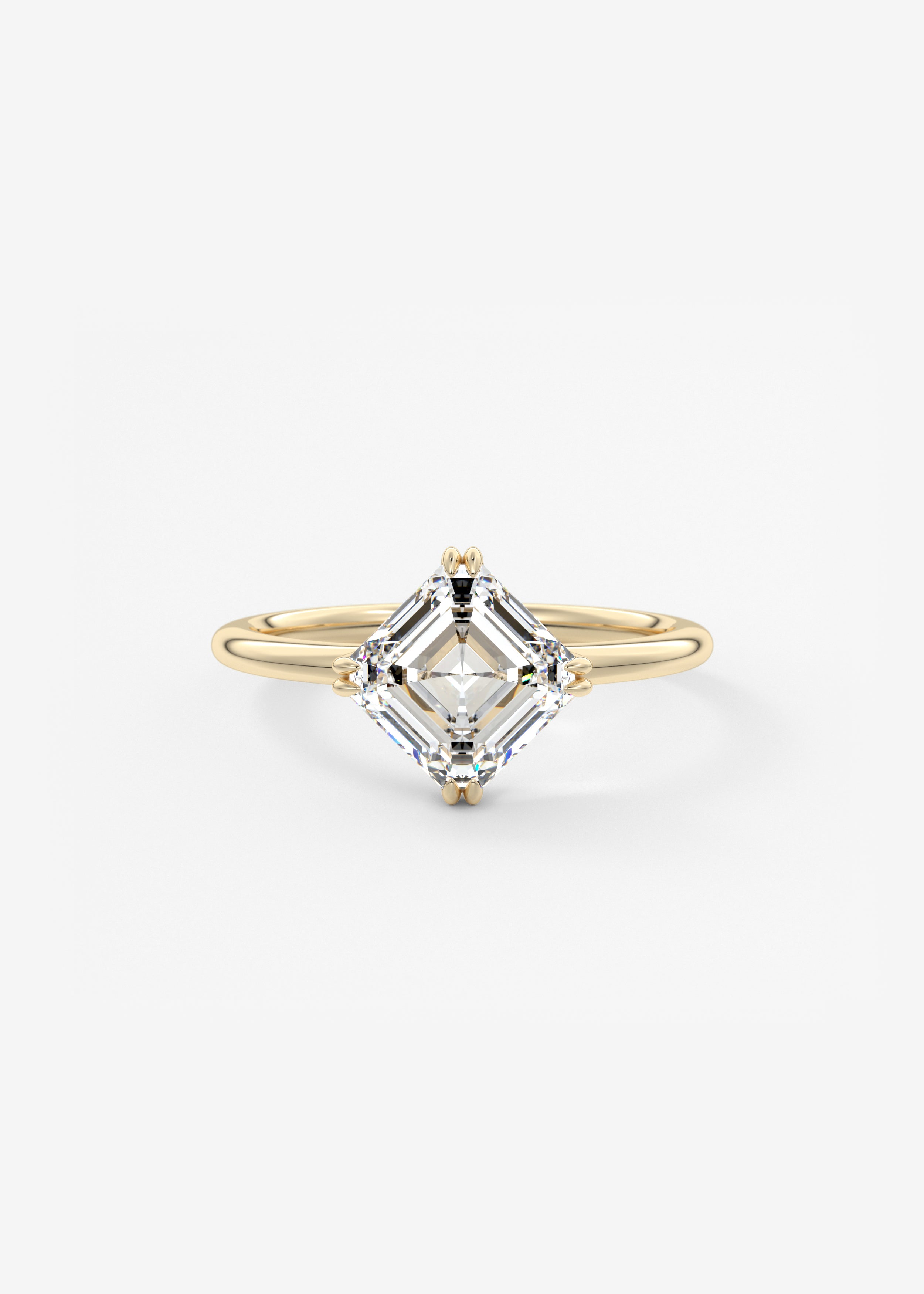 The Double Scoop Kite  engagement in YG metal featuring Asscher cut with Solitaire,Prong setting
