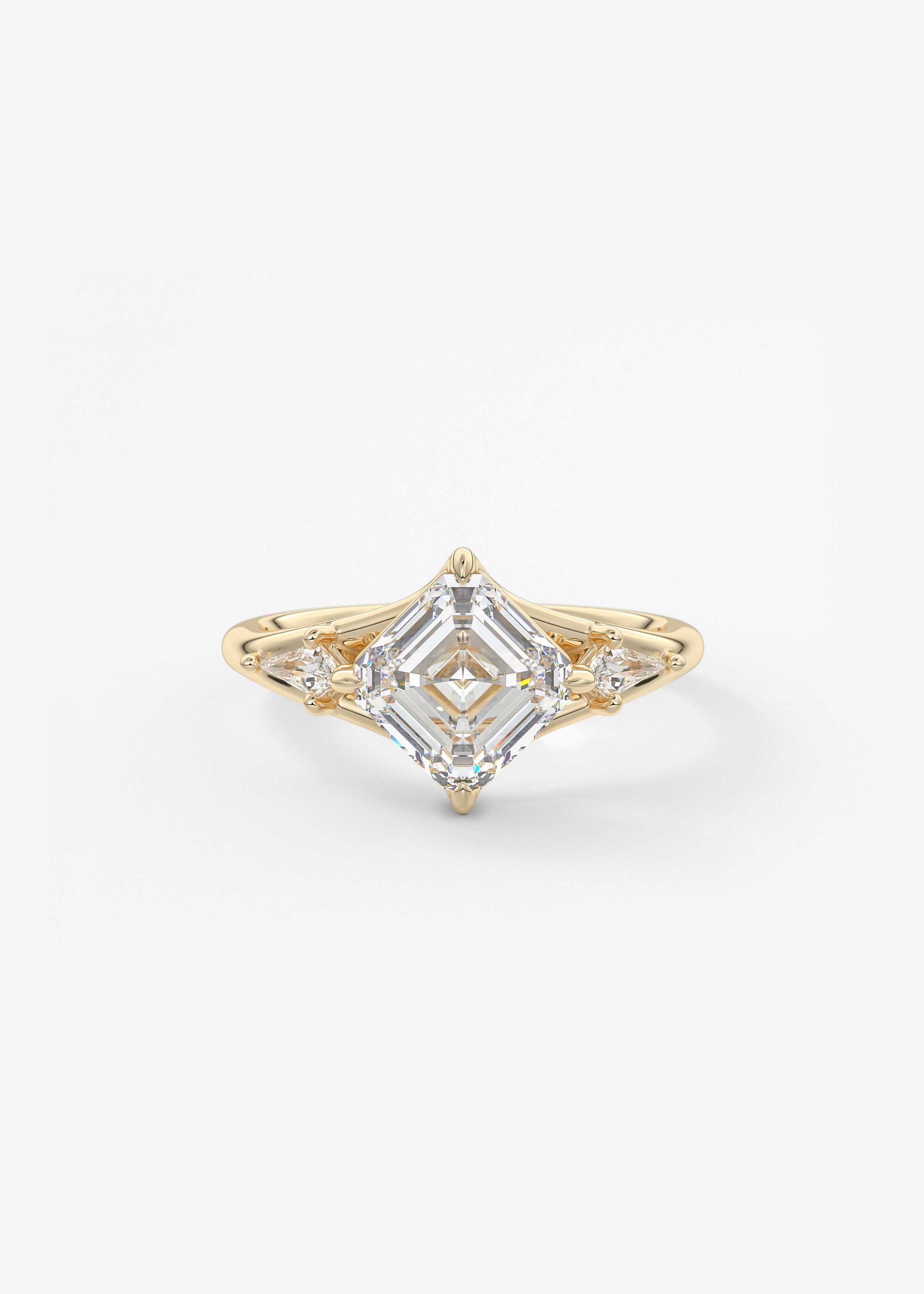 The 幸运飞行168(官方开奖)体彩网|168开奖 Symphony  engagement in YG metal featuring Asscher cut with Three_Stone,Prong,Split_Shank setting