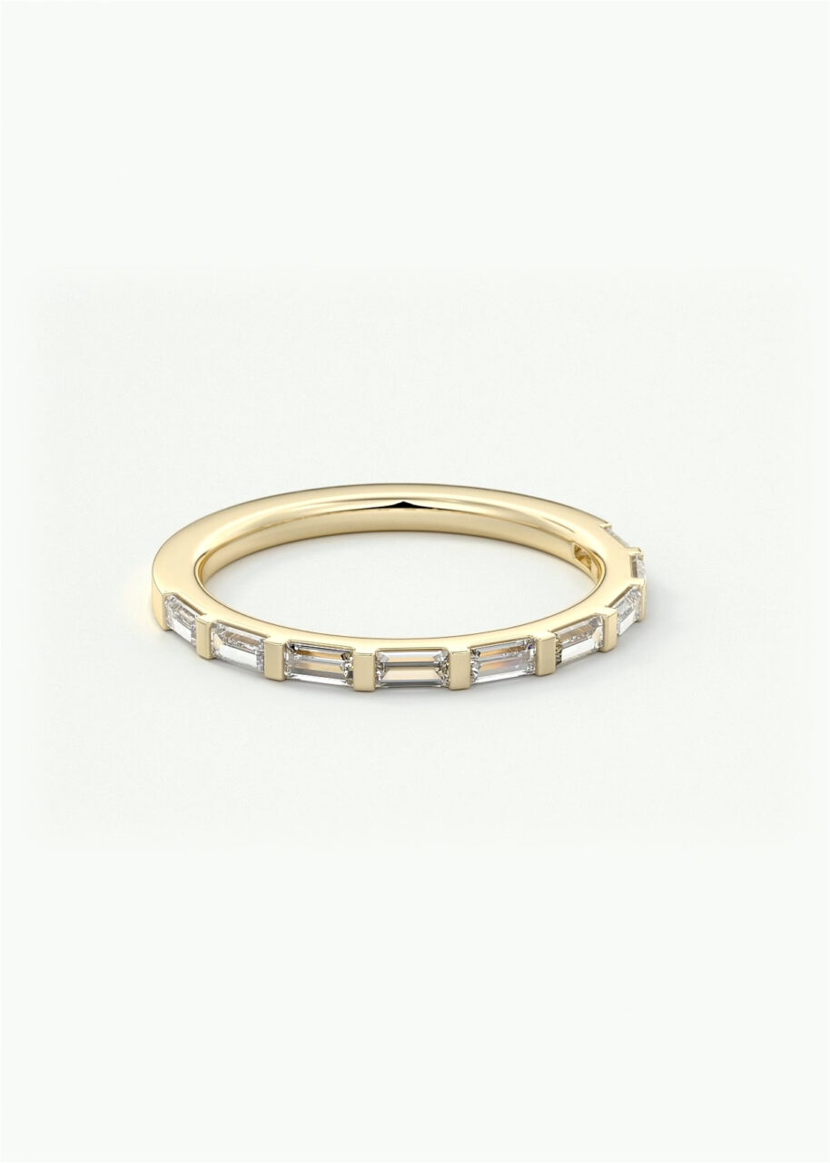 A baguette, bar set half eternity band