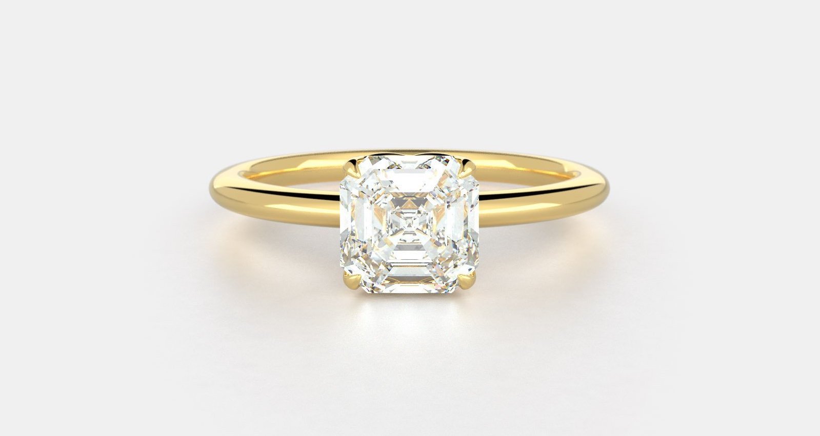 A royal Asscher cut set in 18K yellow gold