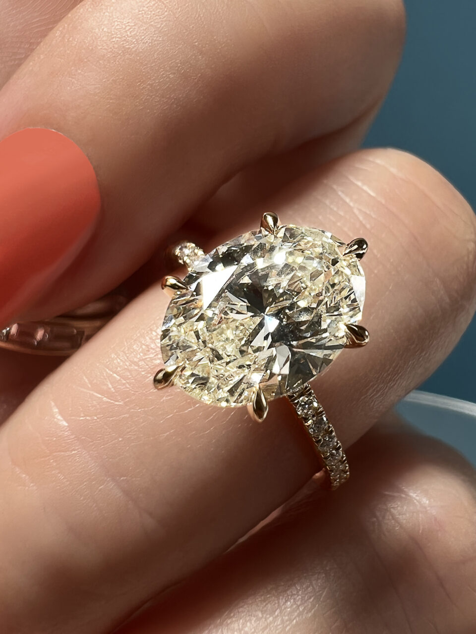 champagne oval diamond engagement ring