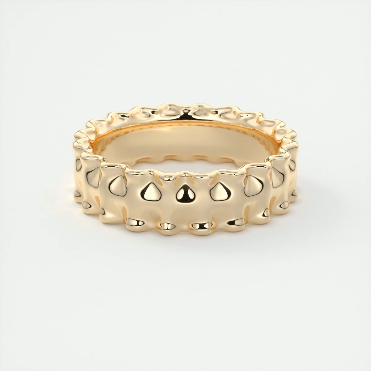 A lasagna inspired wedding band with unique rippled texture 