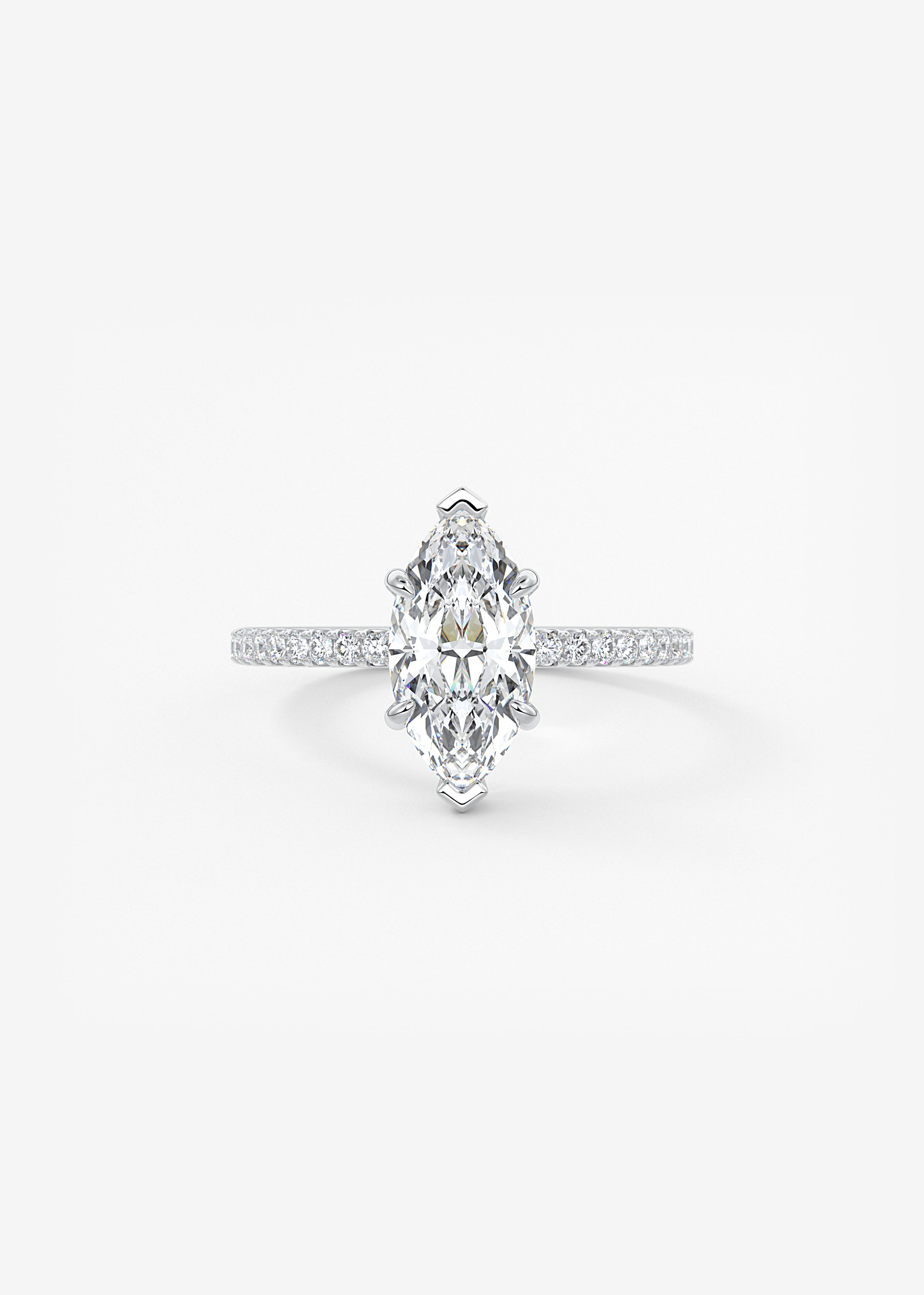 The Harper Deluxe engagement in WG metal featuring Marquise cut with Prong,Pave,Hidden Halo setting