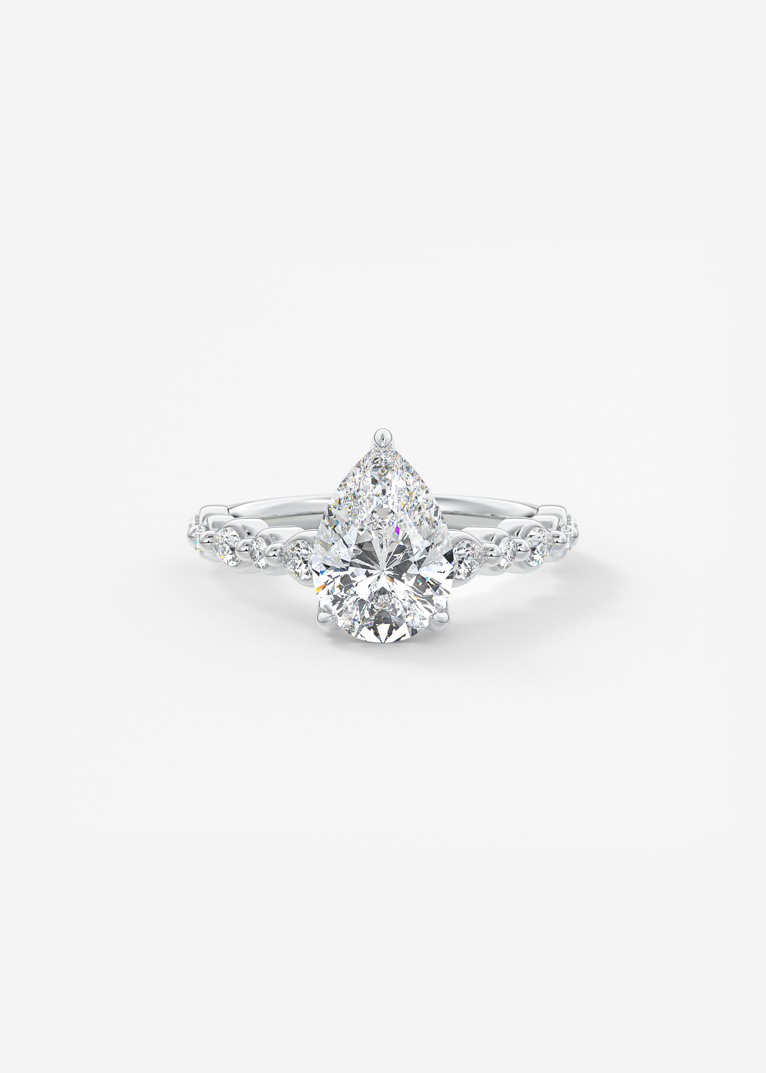 The Chantilly  engagement in WG metal featuring Pear cut with Prong,Diamond Details setting