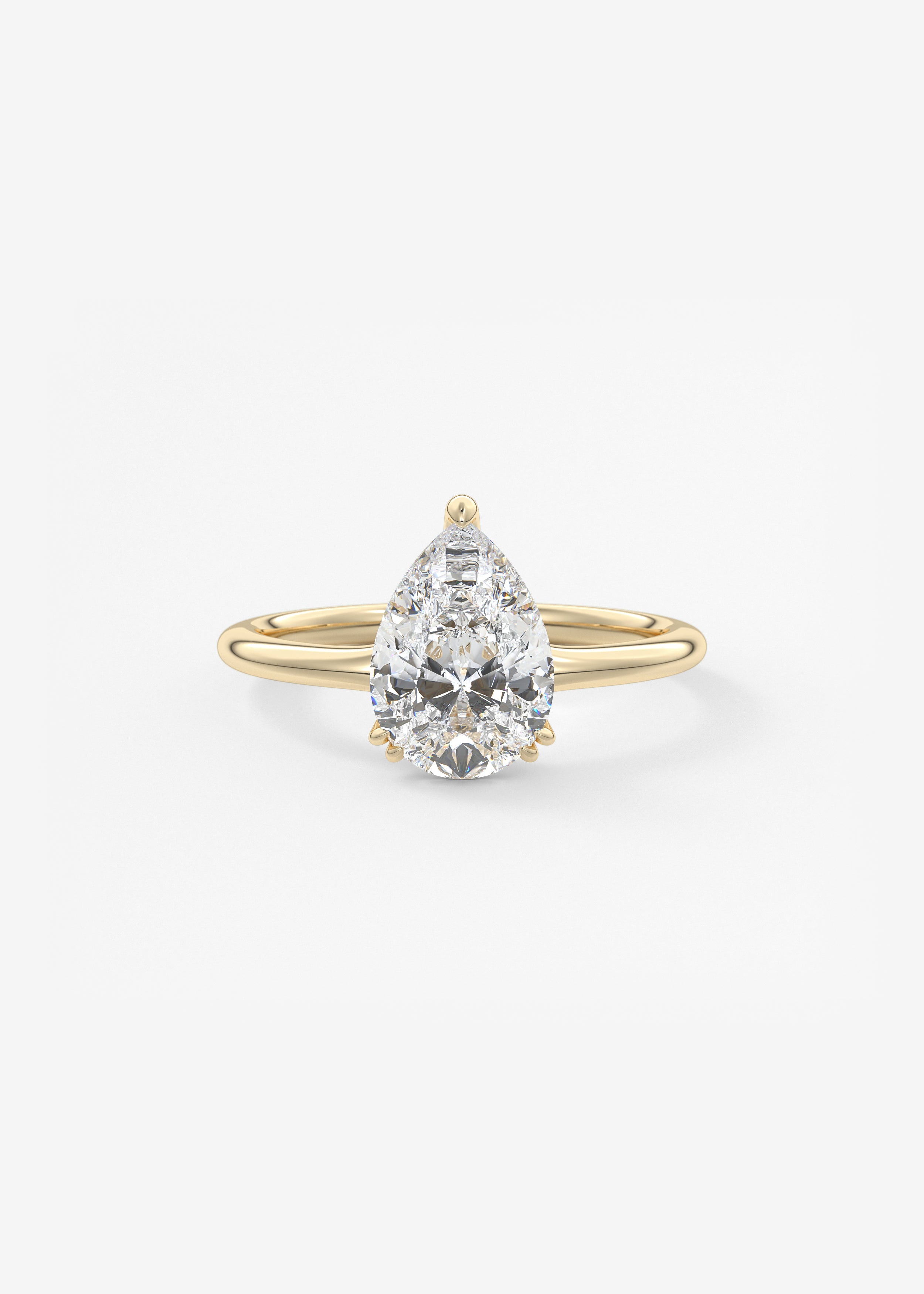 The Single Scoop  engagement in YG metal featuring Pear cut with Solitaire,Prong setting