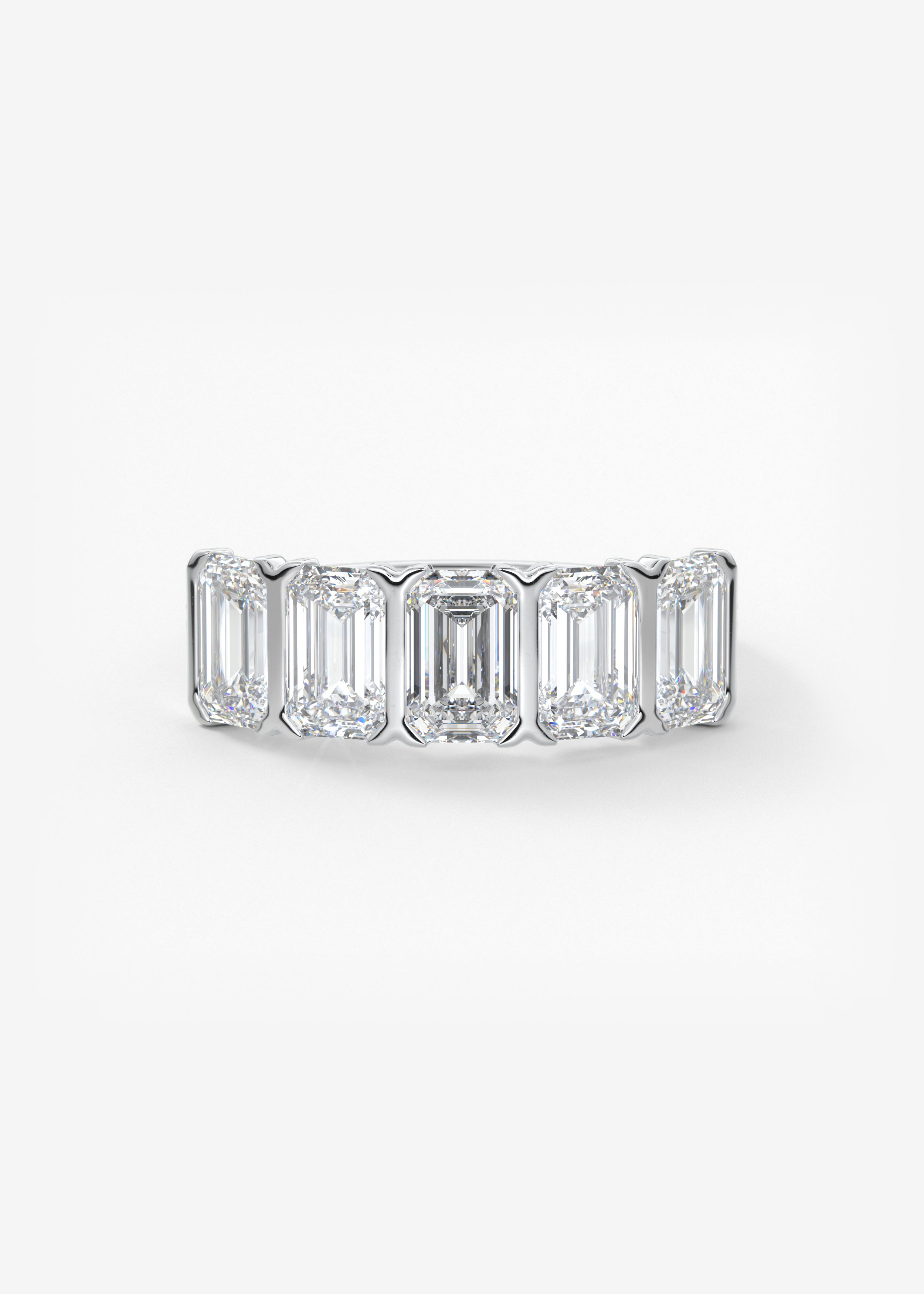 The Emerald Five Stone wedding in WG metal featuring None cut with Anniversary,Pave,Statement setting