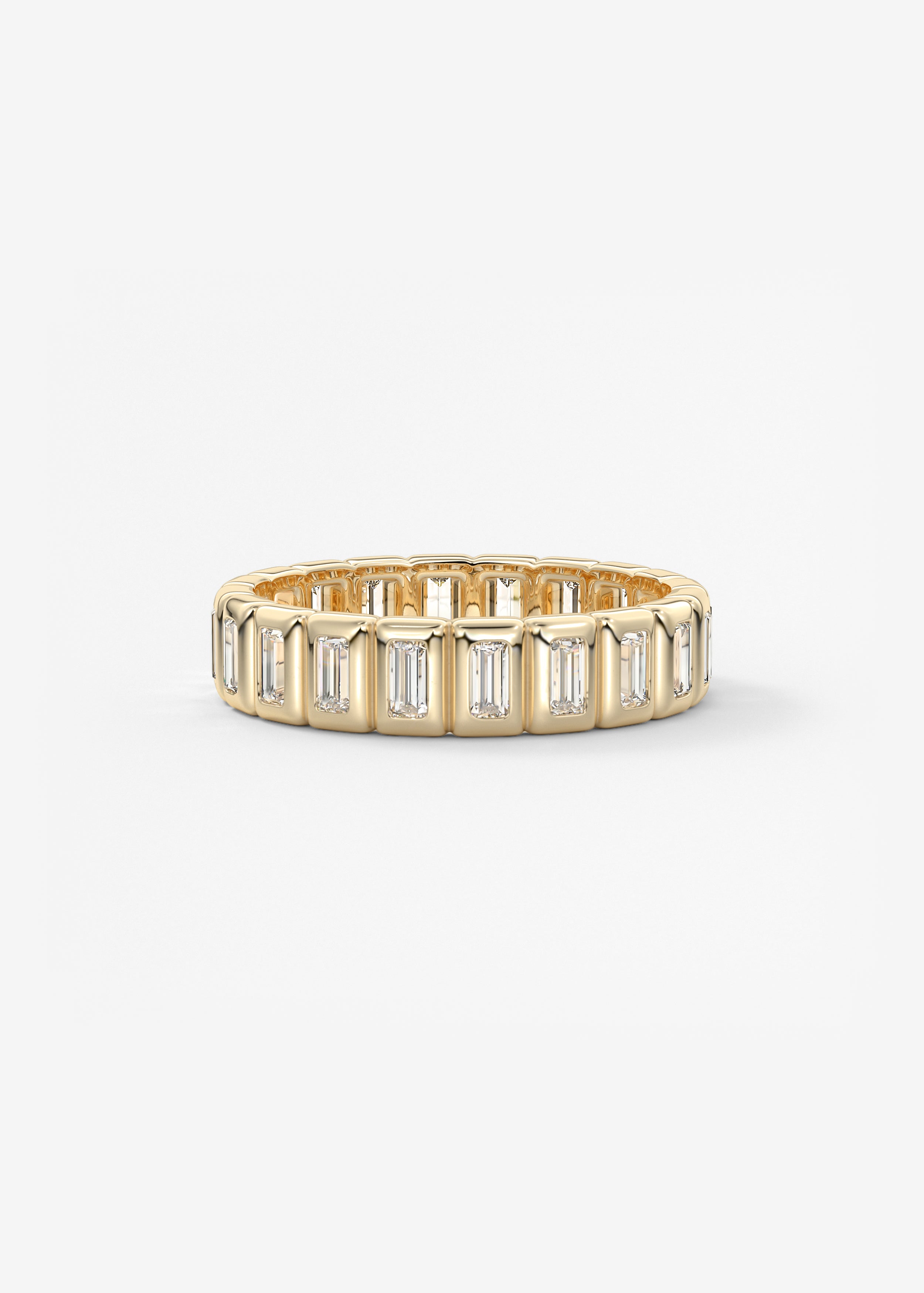 The Briquette  wedding in YG metal featuring None,Baguettes cut with Stacking,Pave,Eternity setting