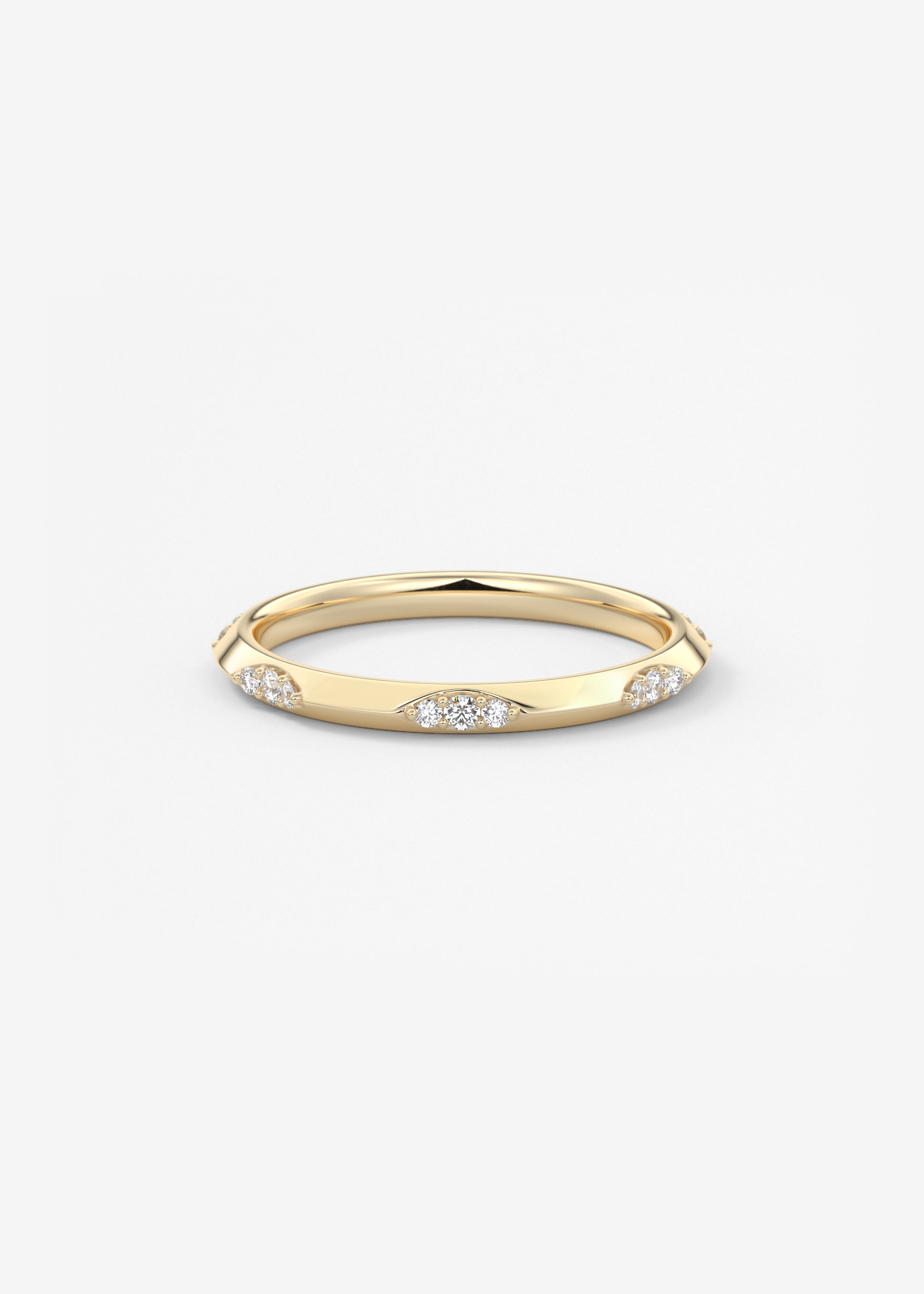 The Lacey wedding in YG metal featuring None cut with Stacking,Pave setting