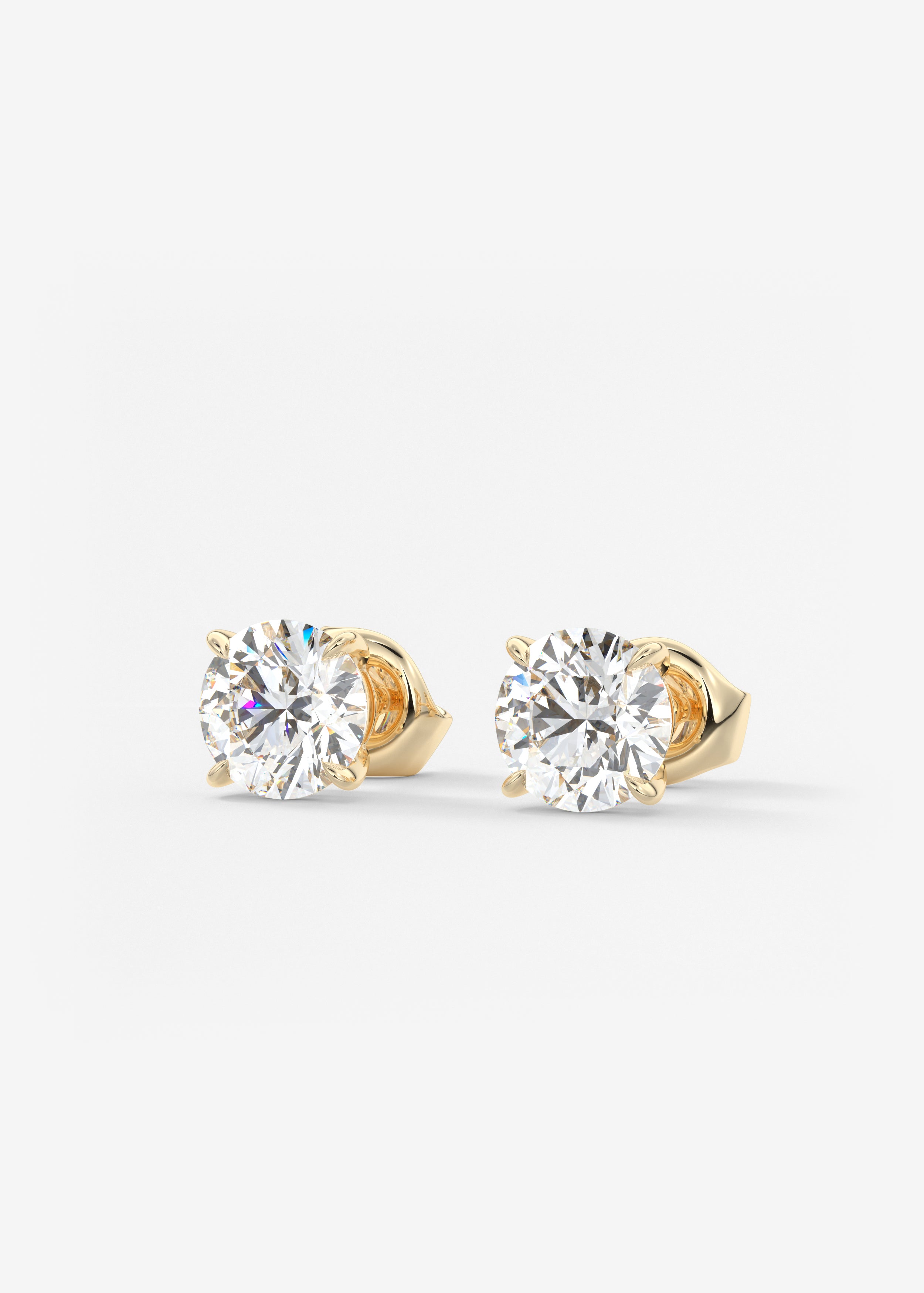 The OG  stud in YG metal featuring Round,Round Brilliant cut with Prong,Solitaire setting