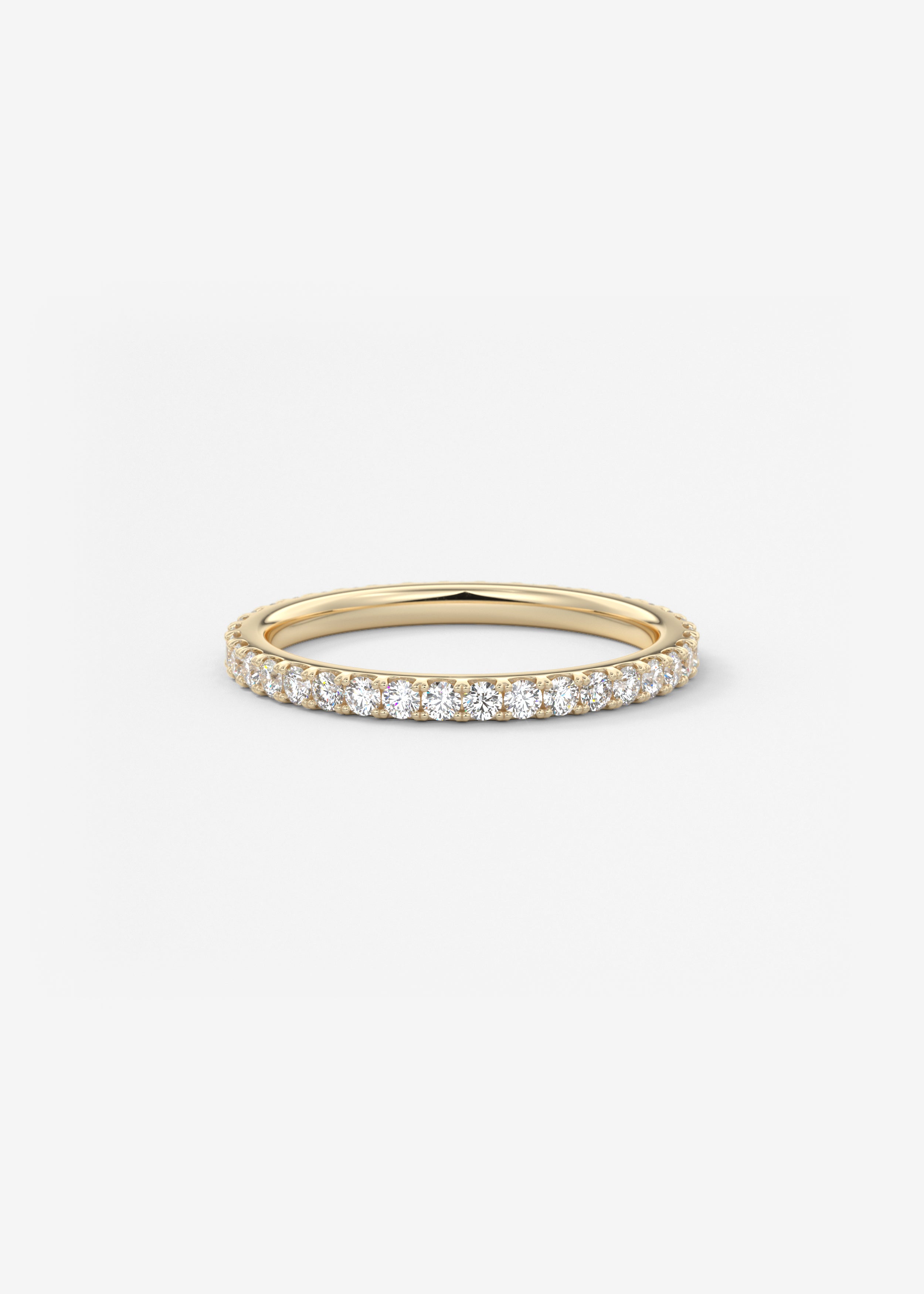 The Skinny French Eternity 1.8mm wedding in YG metal featuring None cut with Stacking,Pave,Eternity setting