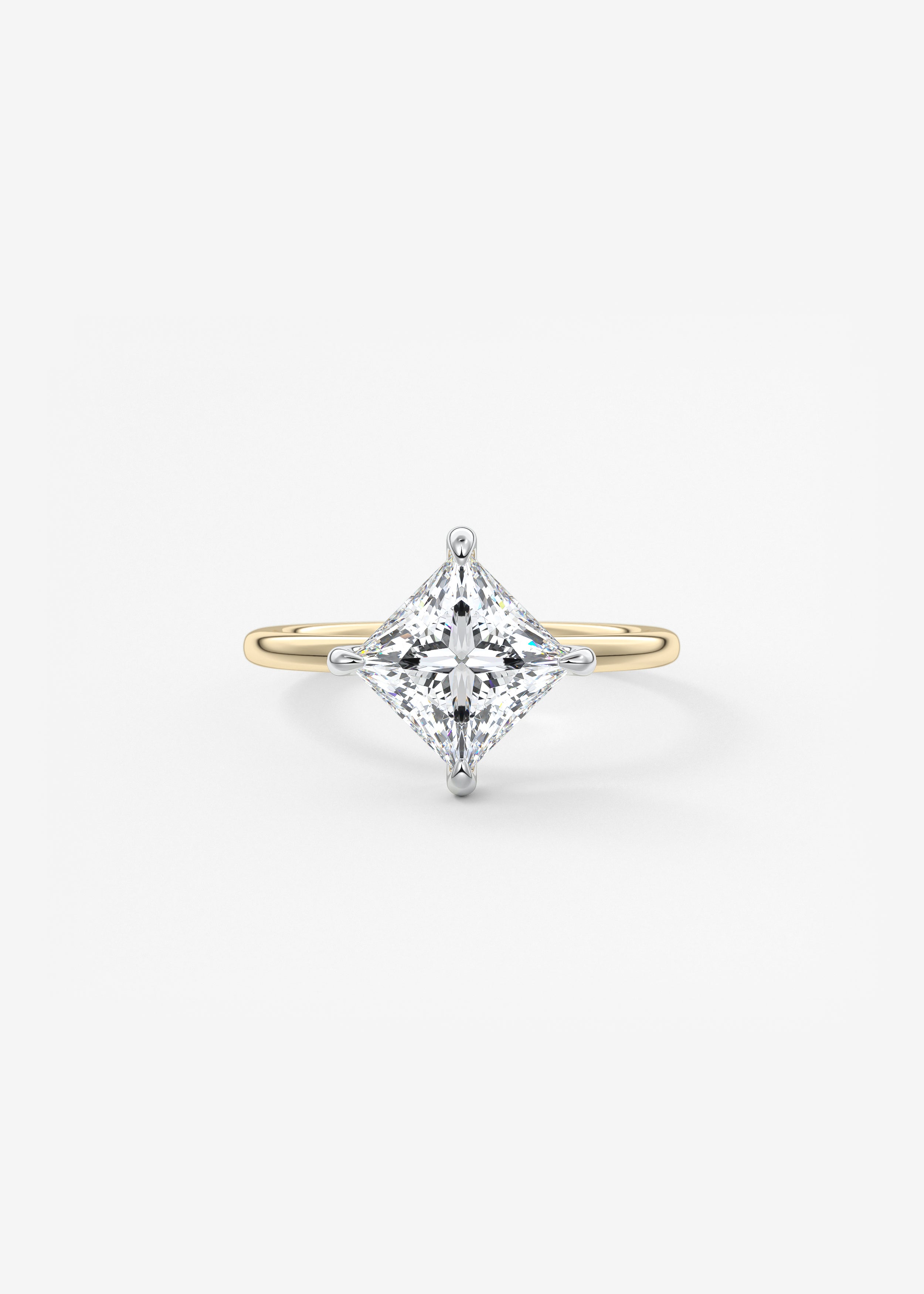 The Two Tone Kite  engagement in YG metal featuring Princess cut with Solitaire,Prong,Two Tone setting